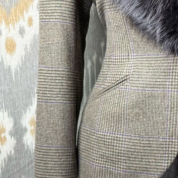 Ralph Lauren * Black Label Olive Glen Plaid Wool Blazer with Shearling Collar - Picture 8 of 16